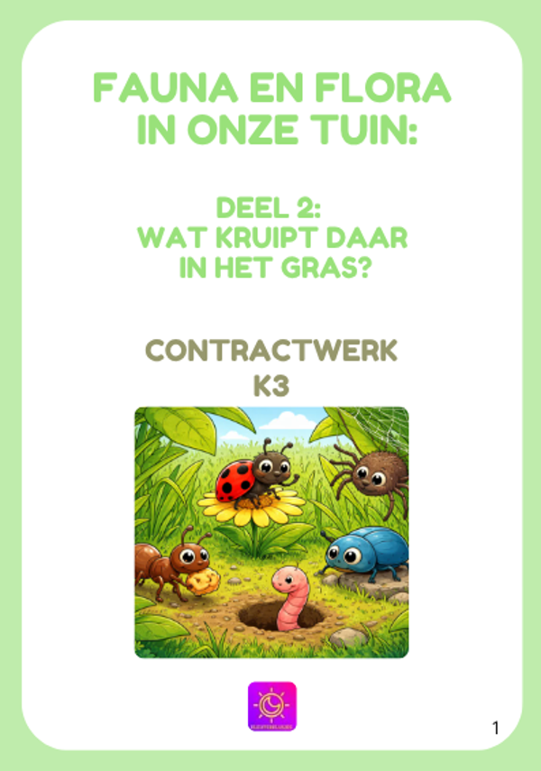 Contractwerk: Wat kruipt daar in het gras? (Fauna en flora in onze tuin.) K3