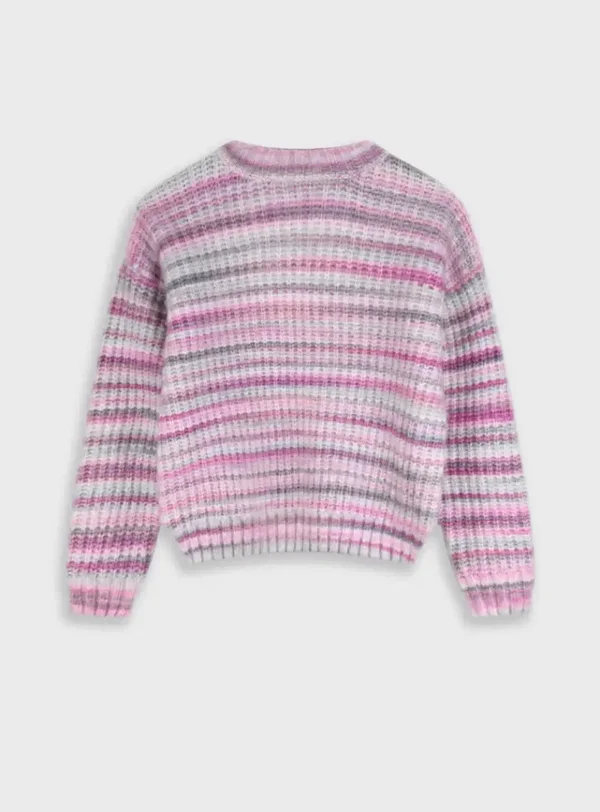 Maglione caldo a righe rosa