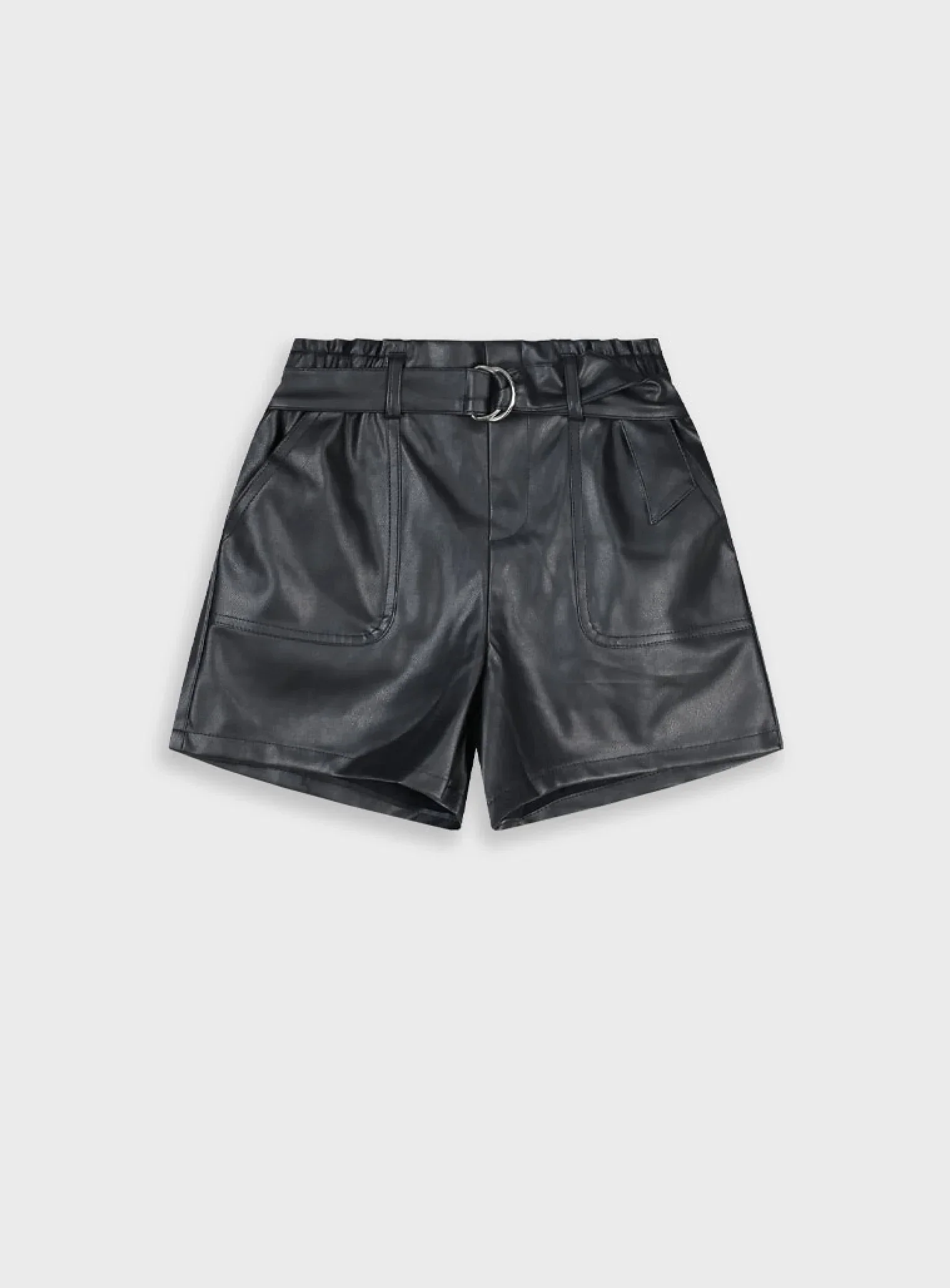 Short ecopelle con cintura