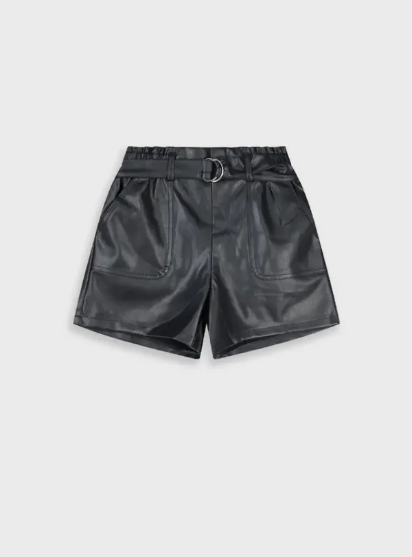 Short ecopelle con cintura