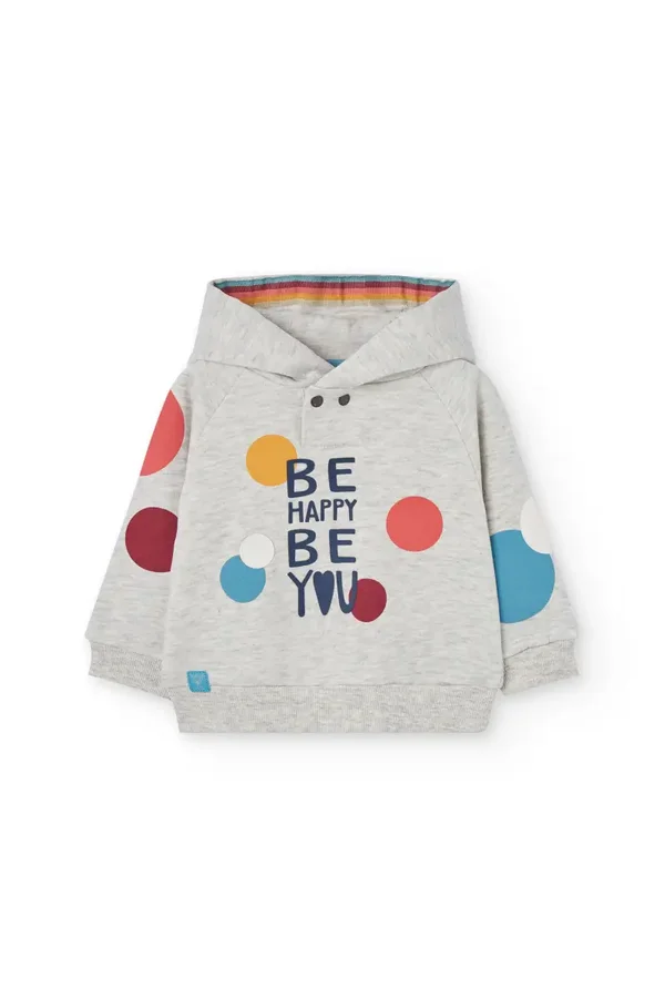 Felpa in pile grigio stampato