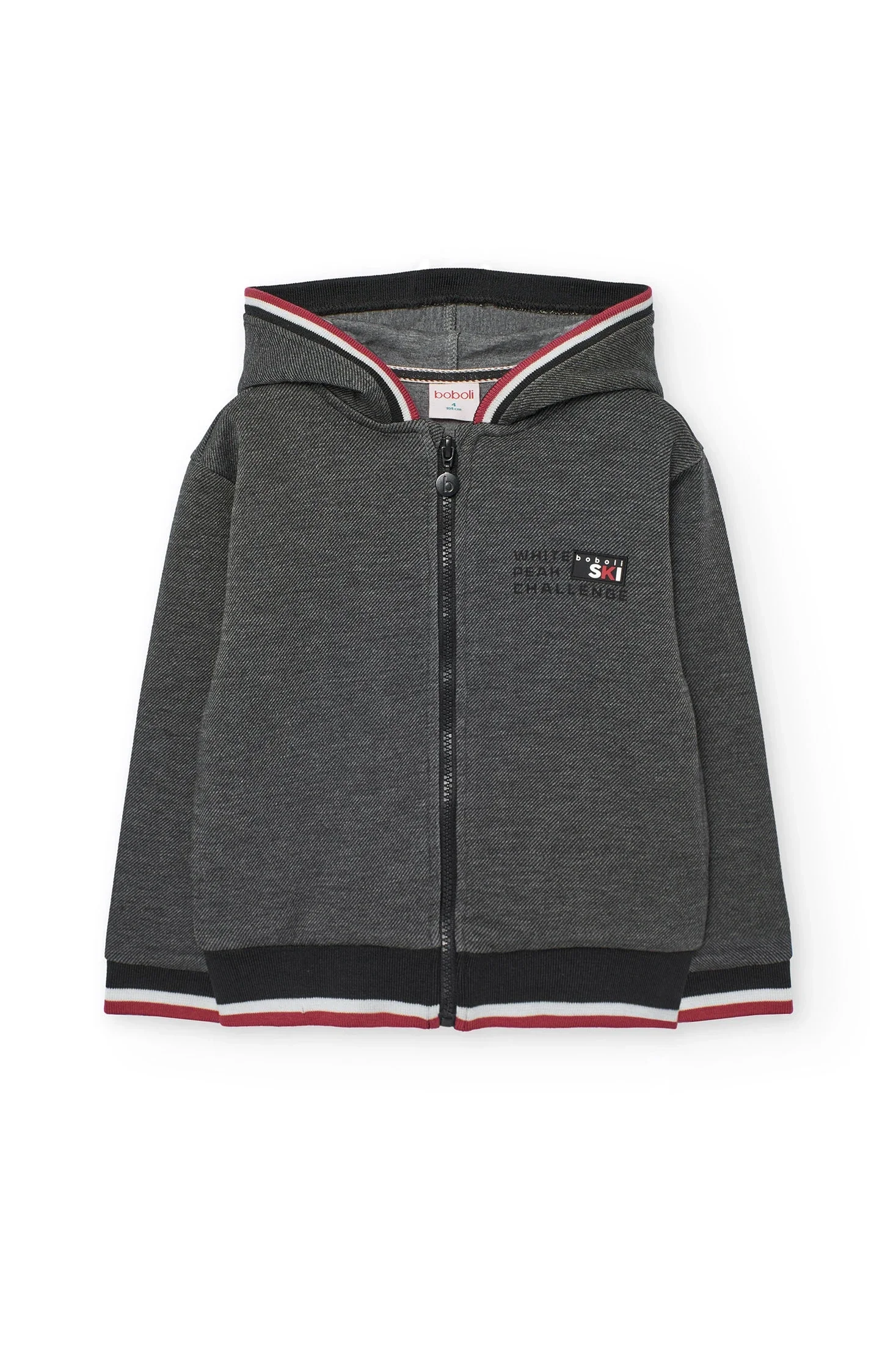 Felpa Boboli nera con bordo rosso e bianco