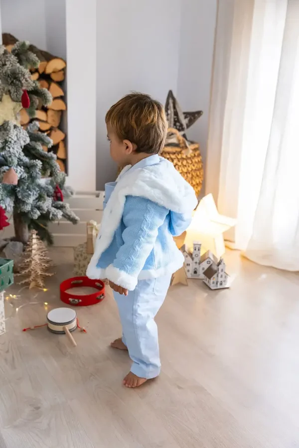 Giacca reversibile tricot azzurra