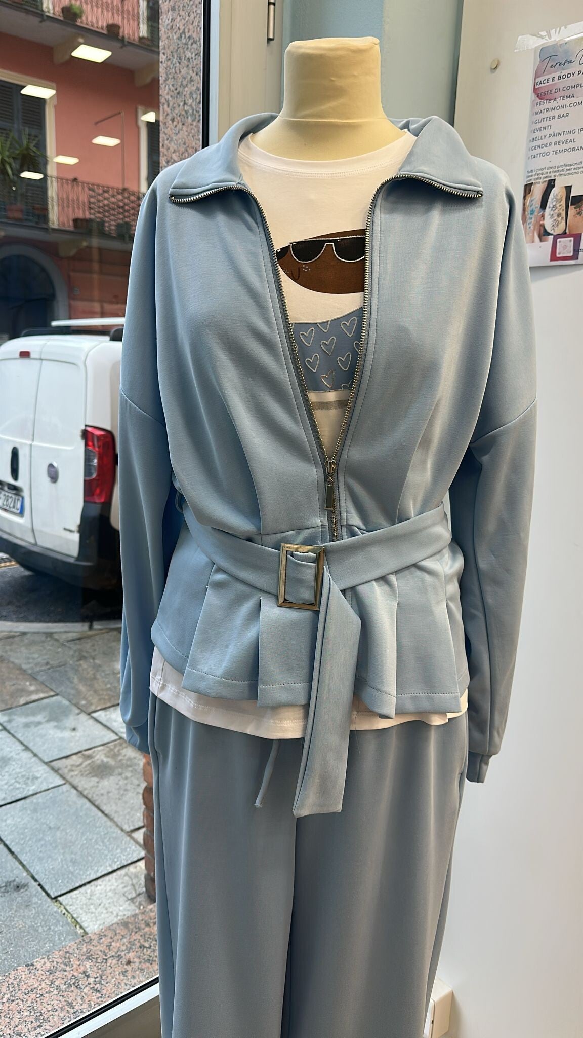 Felpa Zip Soft Touch con cinghia