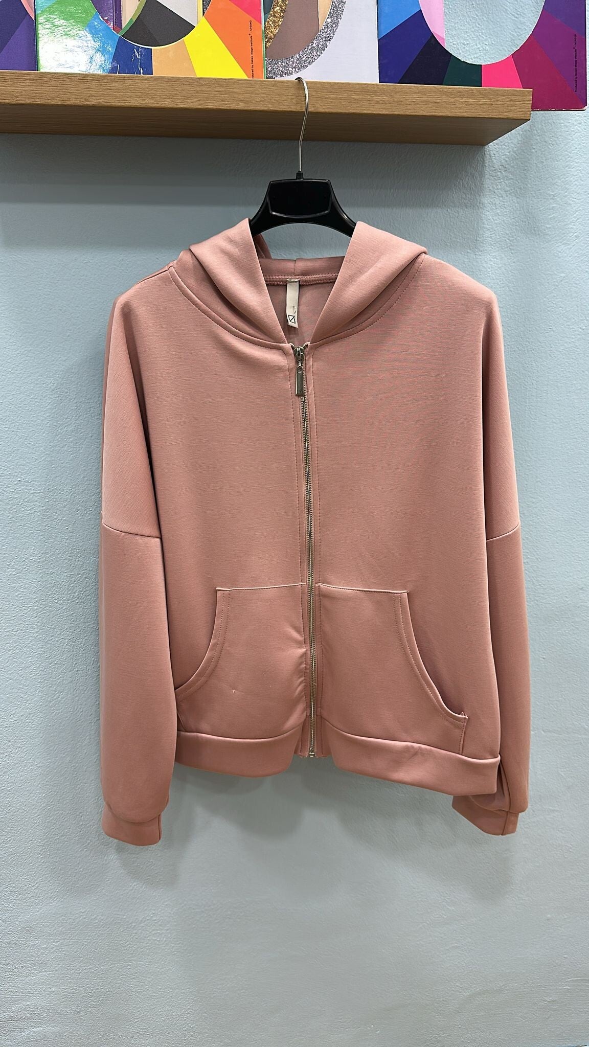 Felpa Soft Touh con zip oro/argento e cappuccio