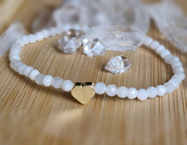 Regenbogen Mondstein Herz Armband