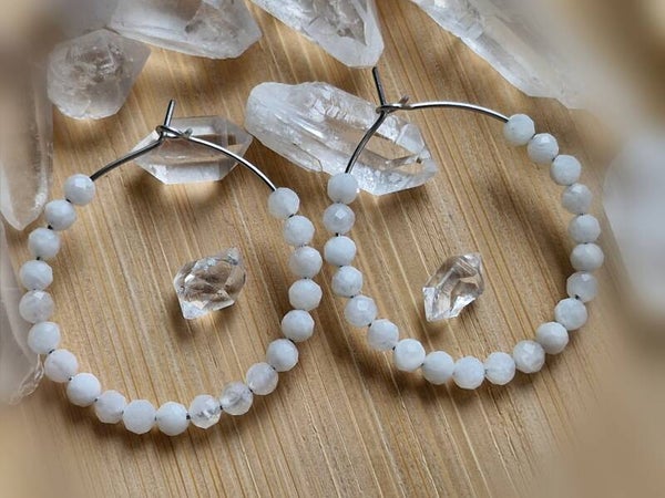 Regenbogen Mondstein Creolen