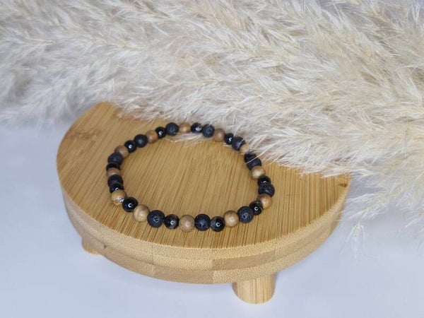 Herren Armband Lava, Sandelholz & Turmalin