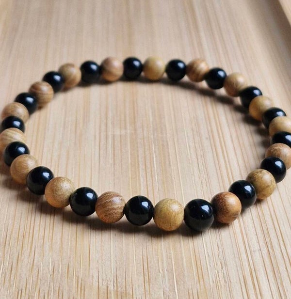 Herren Armband Sandelholz & Obsidian