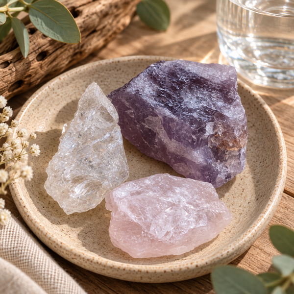 Wassersteinmischung Harmonie - Rosenquarz, Amethyst & Bergkristall