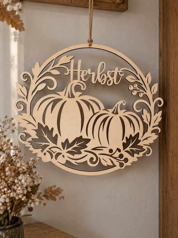 Herbstkranz aus Holz – natürliche Herbstdeko