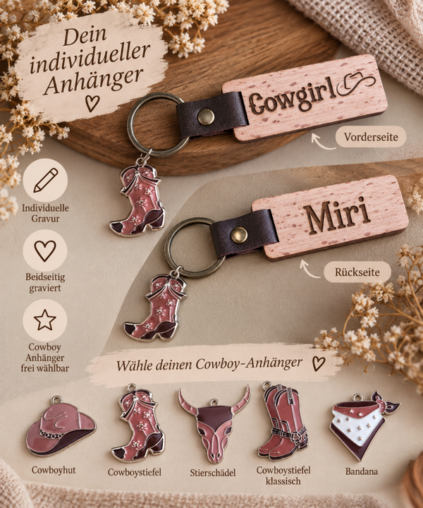 Personalisierter Schlüsselanhänger mit Gravur – Western