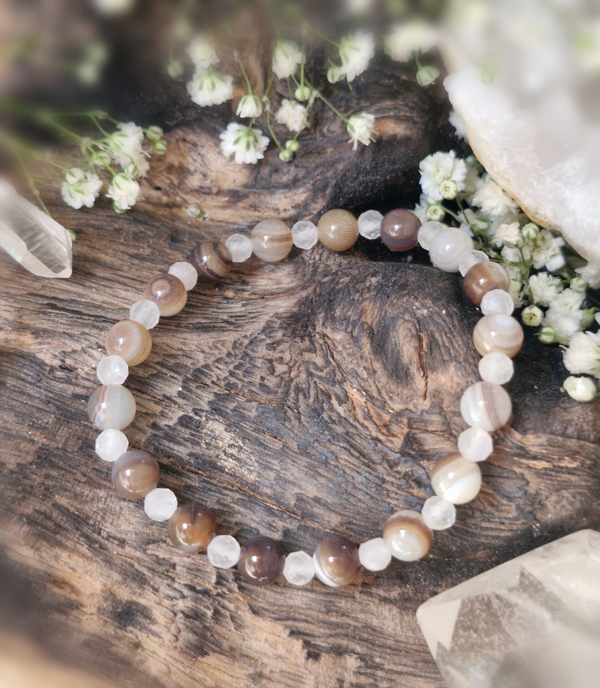 Achat & Bergkristall Armband
