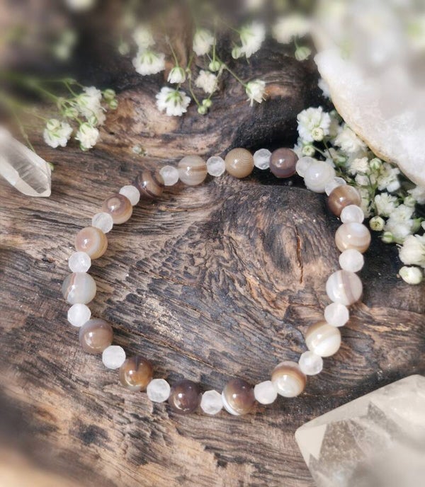 Achat & Bergkristall Armband