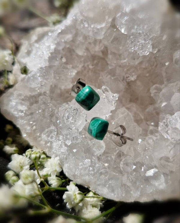 Malachit Ohrstecker – Edelstahl & echter Edelstein