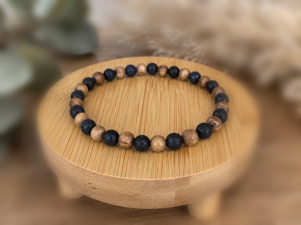 Herrenarmband aus Sandelholz & Lava