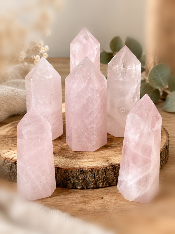 Rosenquarz Spitzen - Naturstein Kristallspitzen