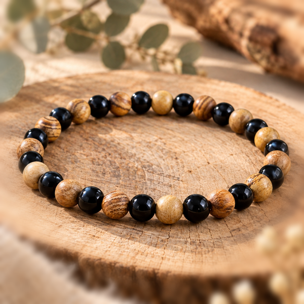 Herren Armband Sandelholz & Obsidian