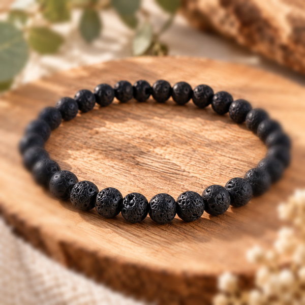 Lava Armband für Herren – 6 mm Natursteinperlen