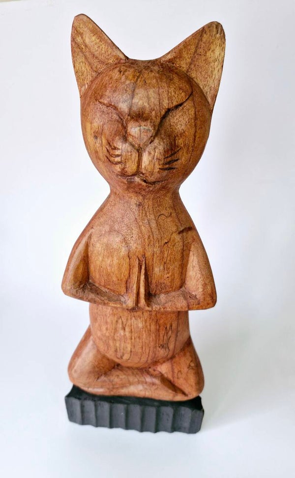 Yoga Katze aus Holz