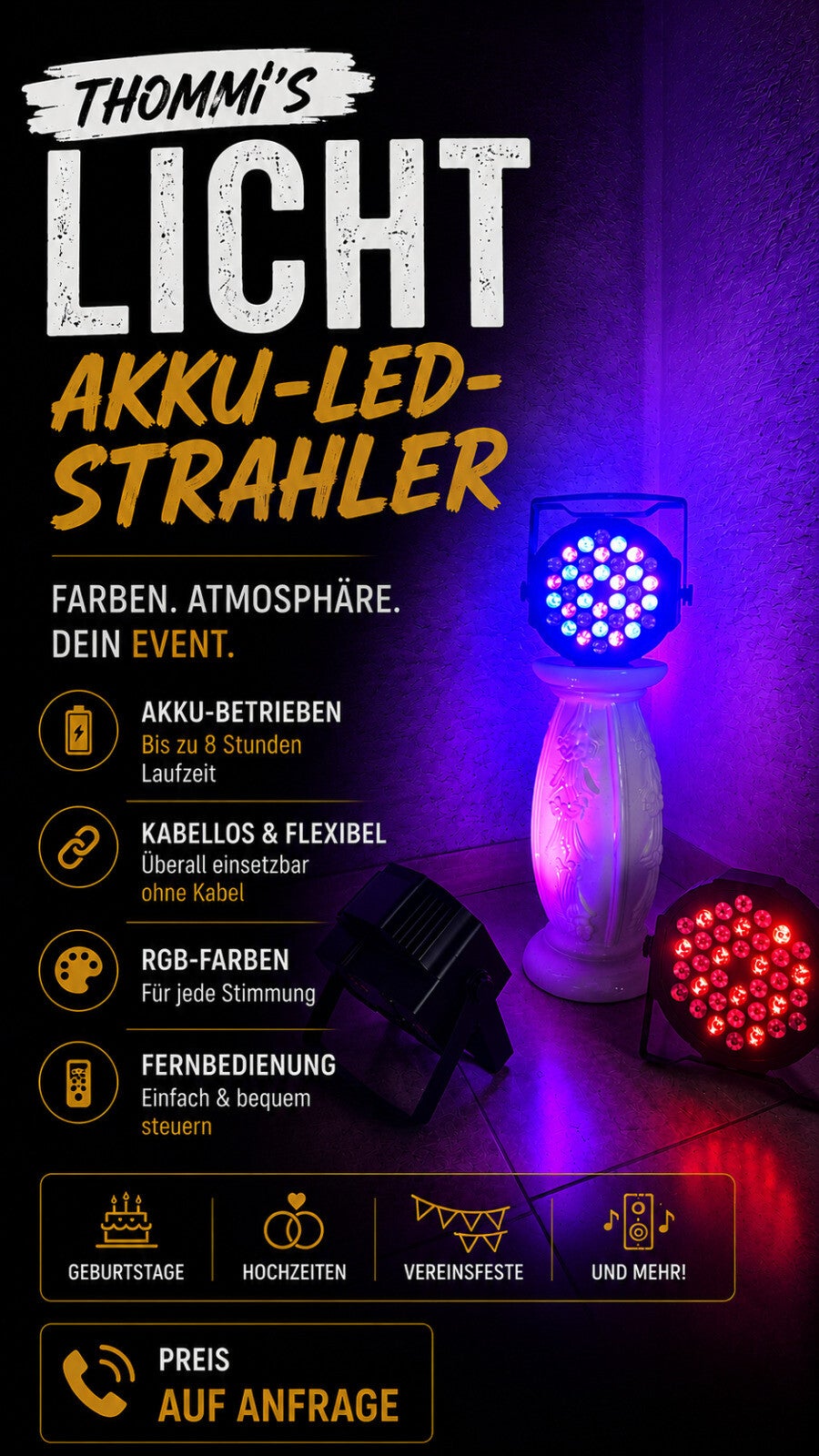 Akku-LED-Strahler (Uplight)