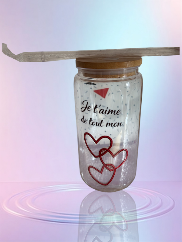 Gourde réutilisable en plastique avec paille