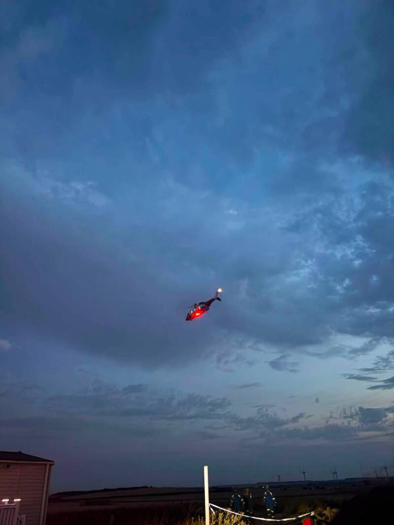 Coastguard helicopter and rescue teams during overnight search near Barmston coastline.
