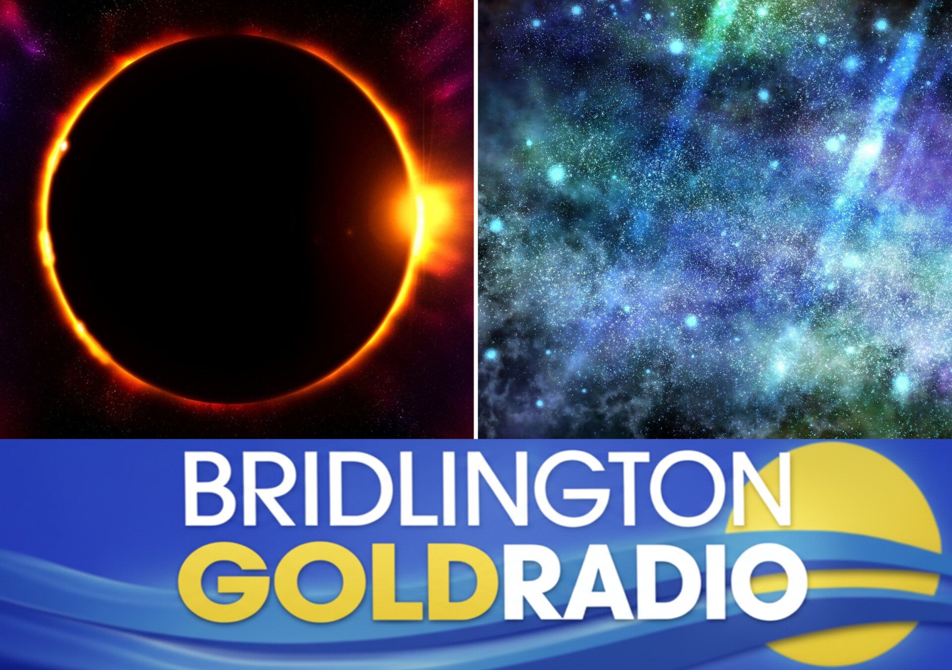 Partial solar eclipse over Bridlington followed by Perseid meteors in the night sky.