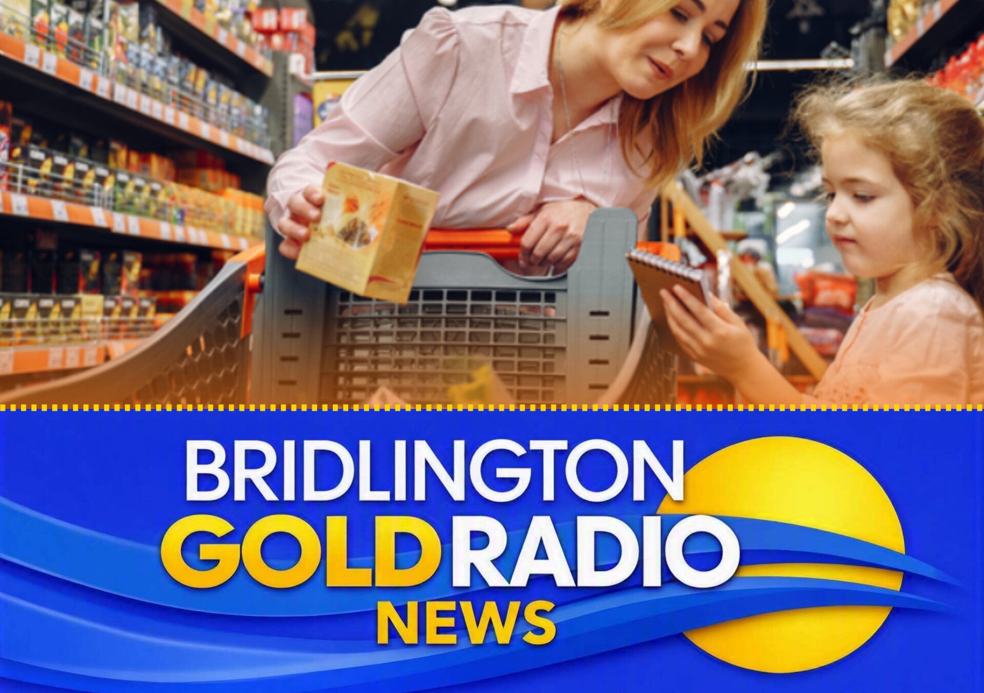 Mother and child shopping in Bridlington supermarket