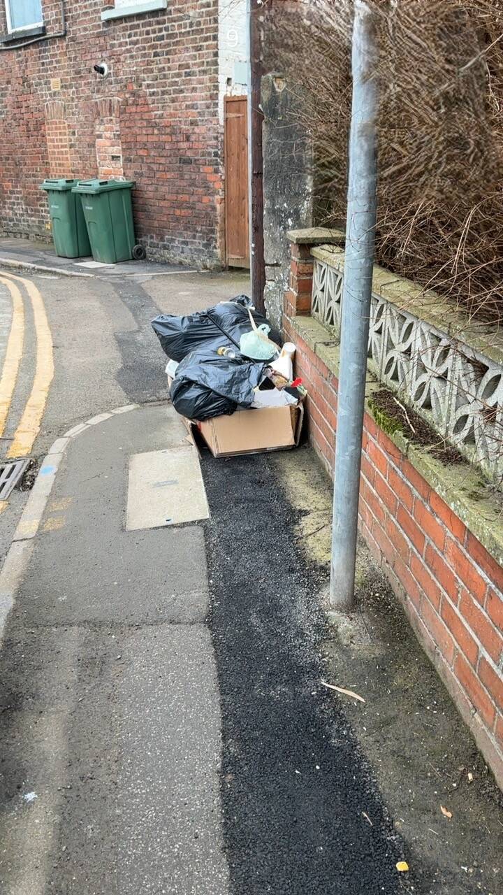 Bags of household waste dumped on a footpath in Nelson Street, Bridlington