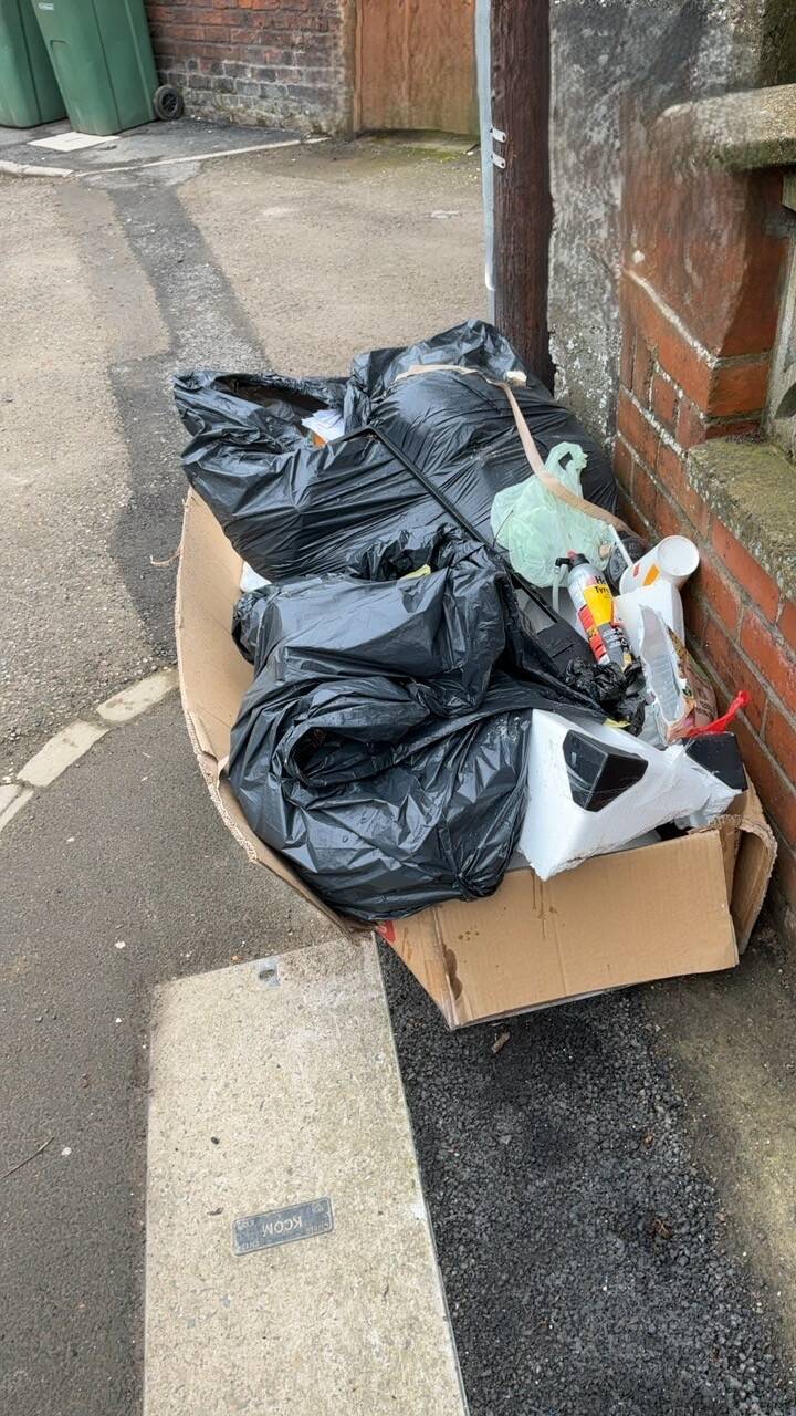 Bags of household waste dumped on a footpath in Nelson Street, Bridlington