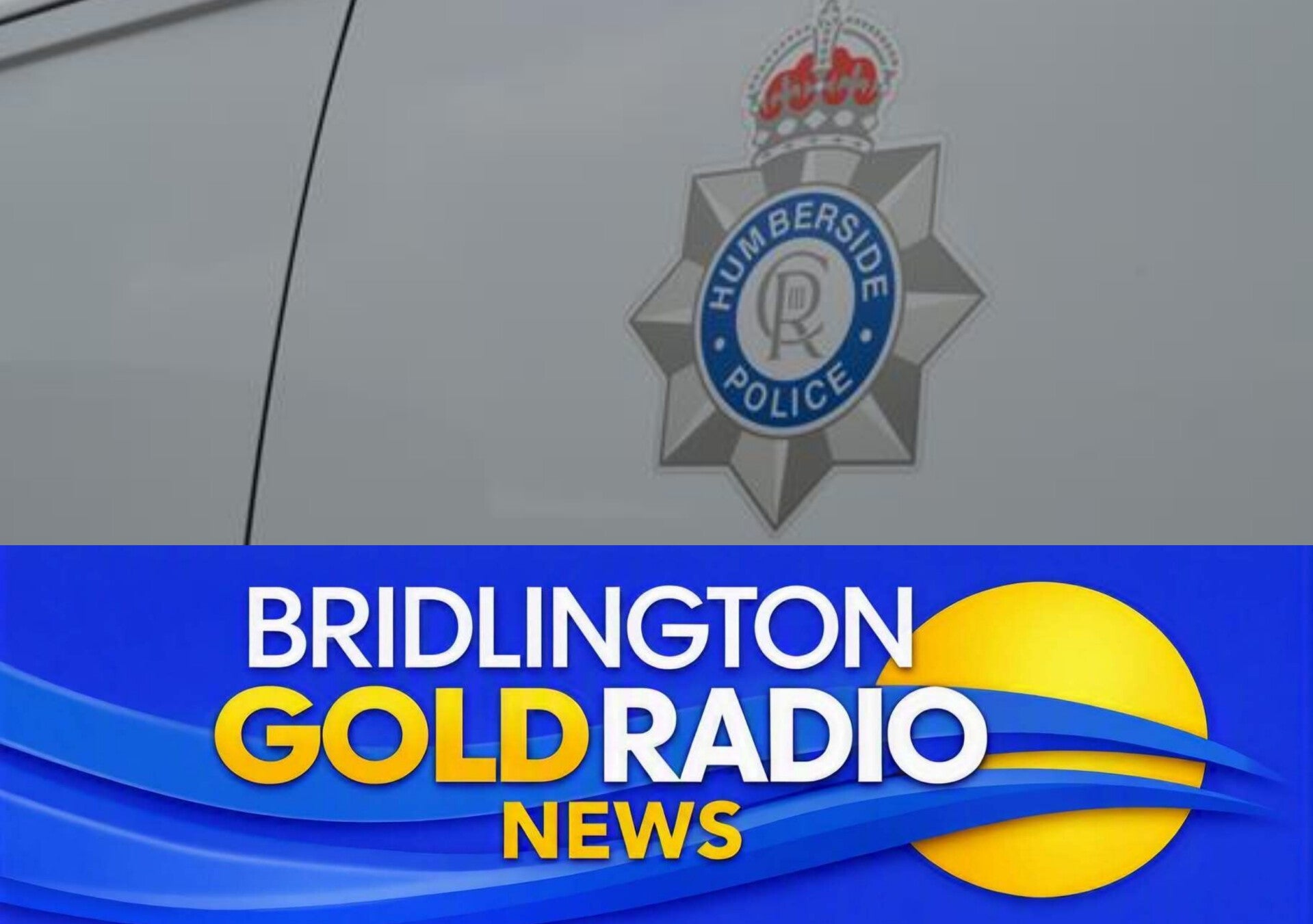 Humberside Police badge on a patrol vehicle, representing back‑to‑school safety reminder for Bridlington parents.