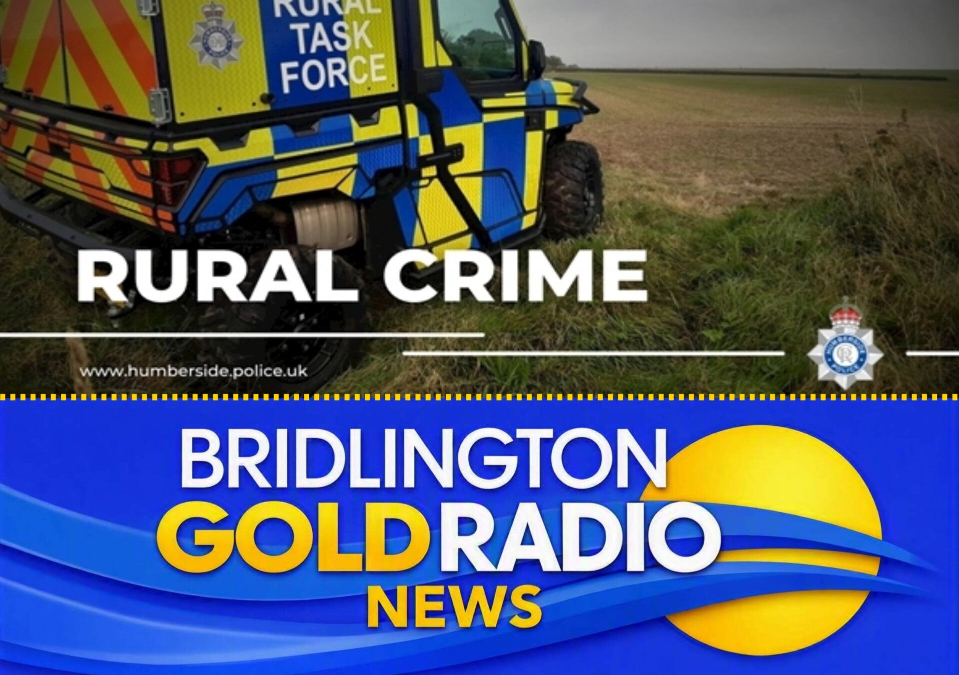 Humberside Police Rural Task Force vehicle patrolling farmland in East Yorkshire to tackle cable theft and rural crime.