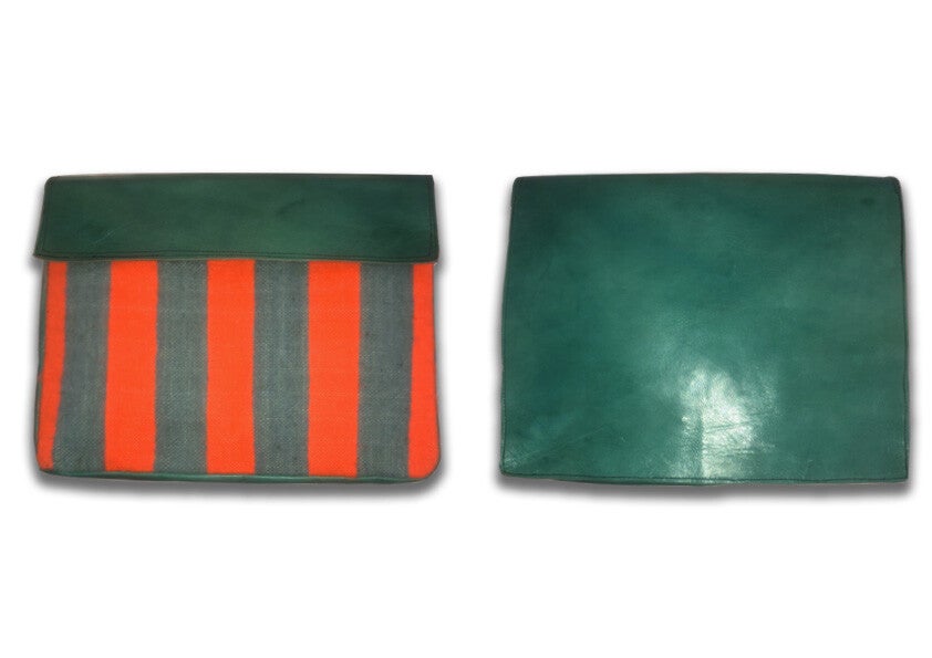 Grande pochette " orange & green "
