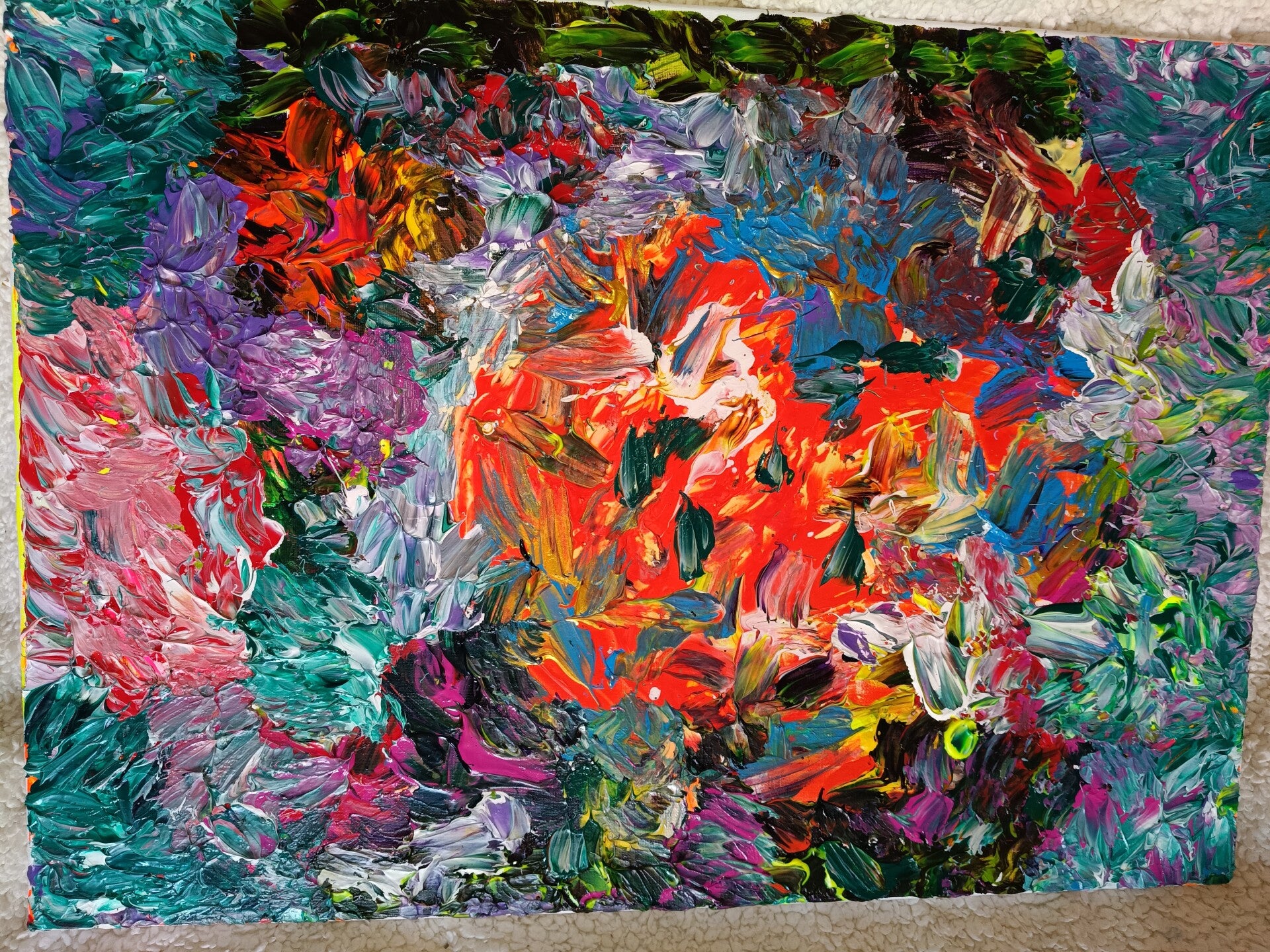 El título de esta pintura yo desde dentro de 💫🌈 mi corazón llamada aroma y perfume de colores 🌈🎨