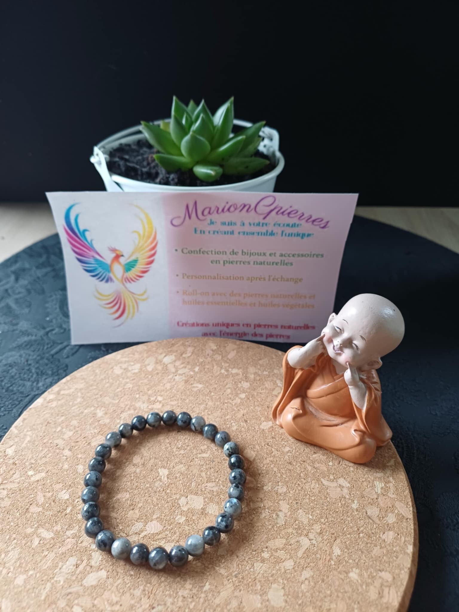 Bracelet en pierres naturelles LARVIKITE en 16 cm