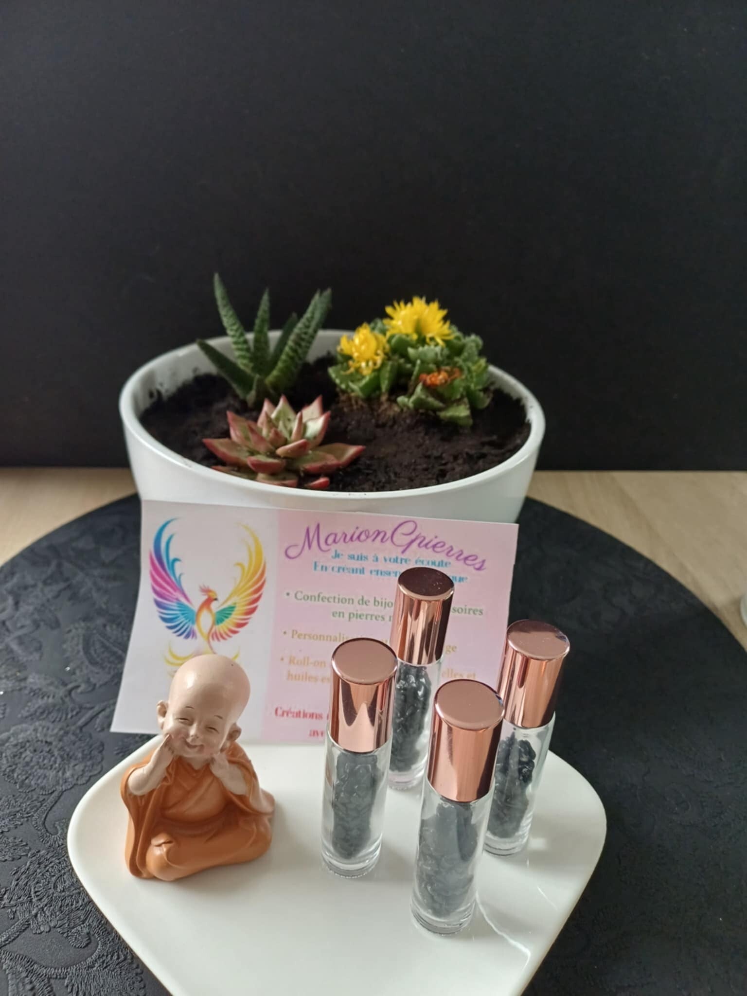 Roll-on avec des pierres naturelles d'Obsidienne Céleste (arc-en-ciel)