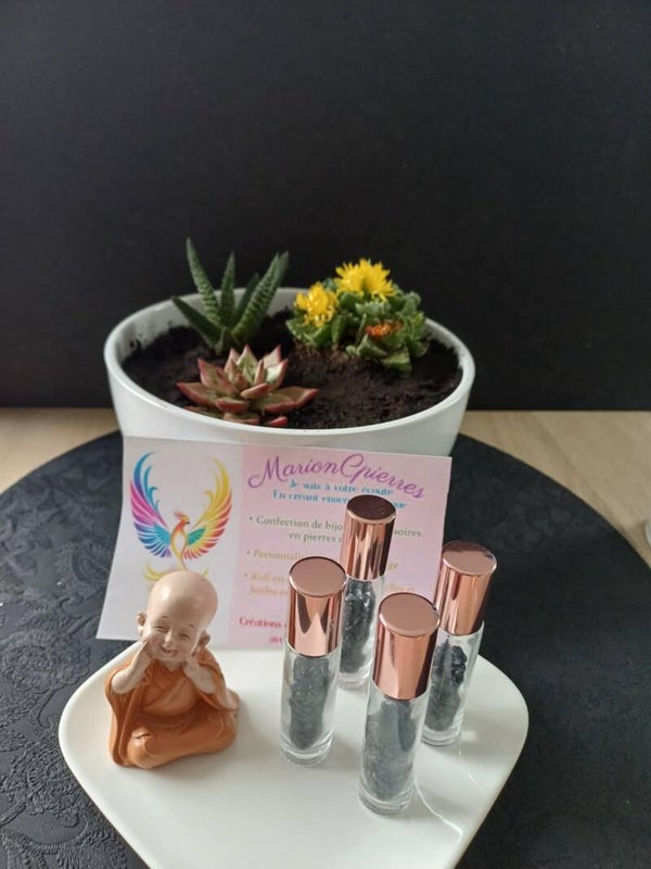 Roll-on avec des pierres naturelles d'Obsidienne Céleste (arc-en-ciel)