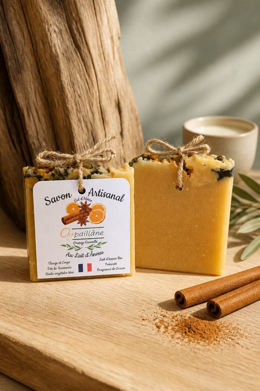 Savon Lait d'ânesse Fragrance de Grasse ''Orange Cannelle Vanille''