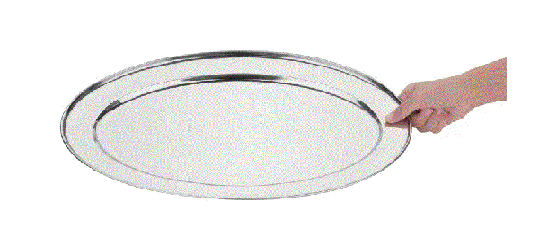 Stainless Steel Oval Serving Tray, 500mm, Silver