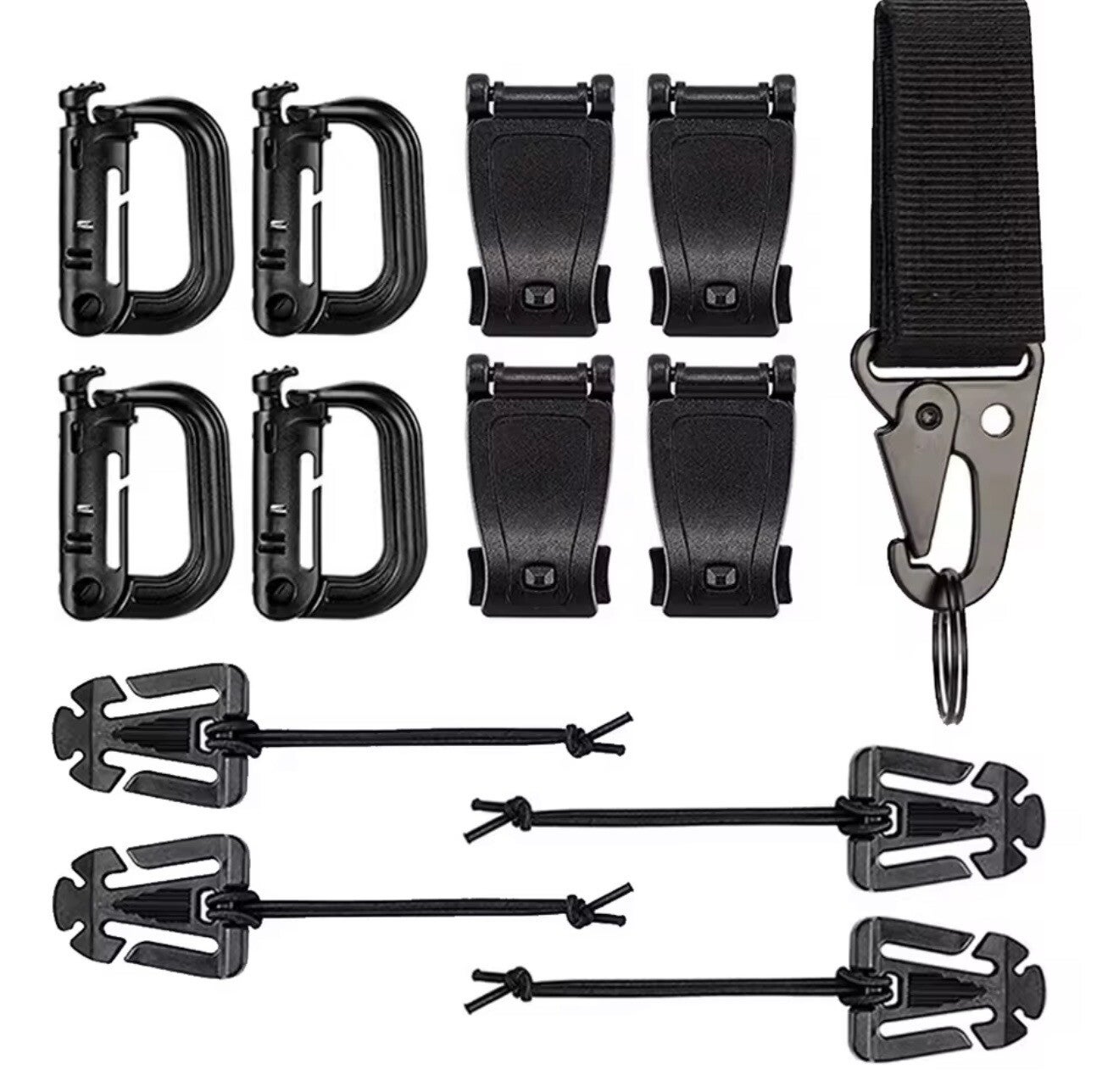 Kit Fixation Tactique MOLLE – Mousquetons, Clips & Attaches EDC