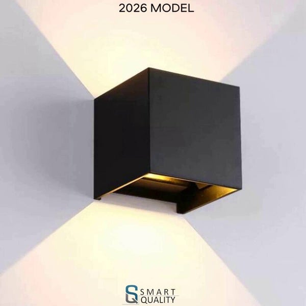 Smart Quality LED wandlamp IP65 kubus zwart 2026 Model - indoor & outdoor - 12 Watt - waterdicht - gevelverlichting - Mat zwart - binnen en buiten - Warm wit licht -