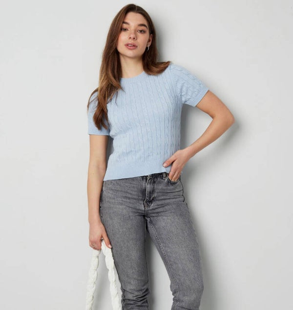 Kato Sweater With Short Sleeves Blue S/M