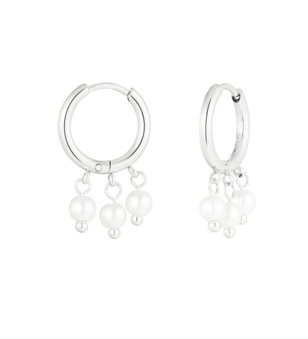 Earrings Round Pearls Silver