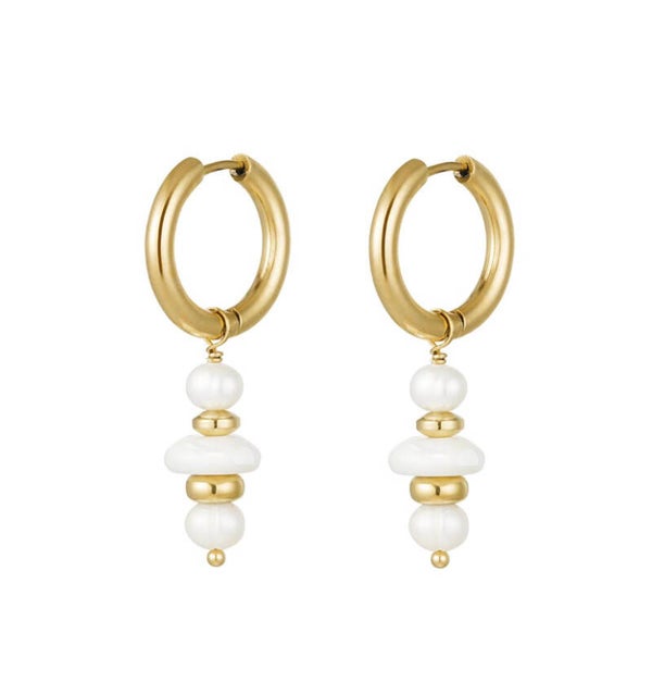 Earrings White Pearls Gold