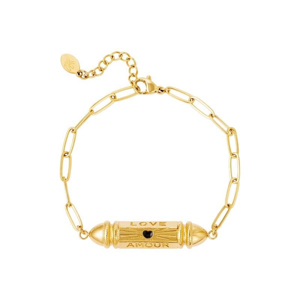 Bracelet bullet bead 'love' 'amour' Gold