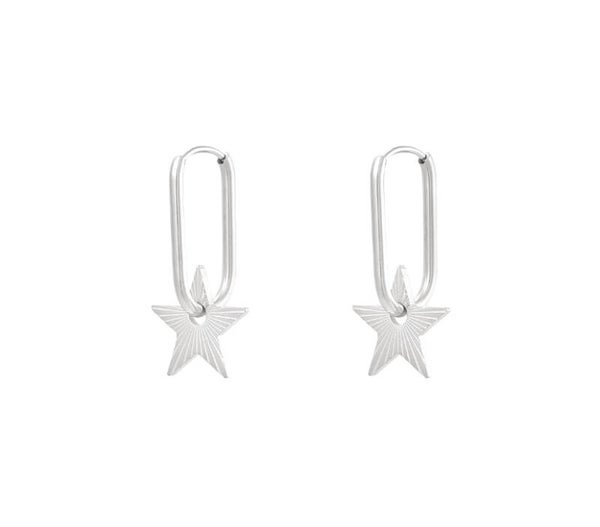 Earrings Oblong Star Silver