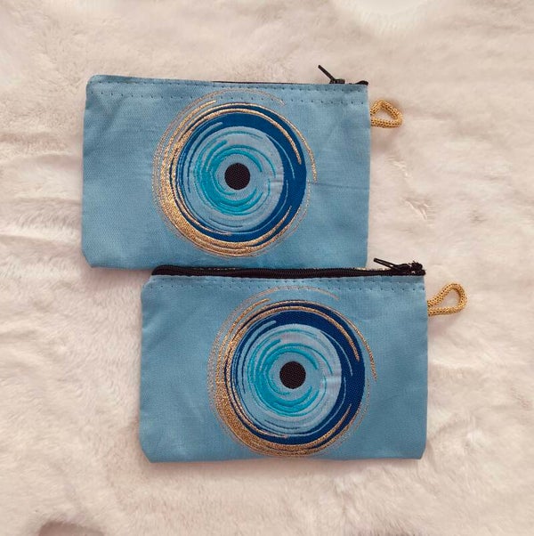 Jewelry Bag Light Blue Greek Eye