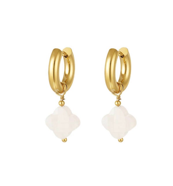 Earrings White Clover Gold