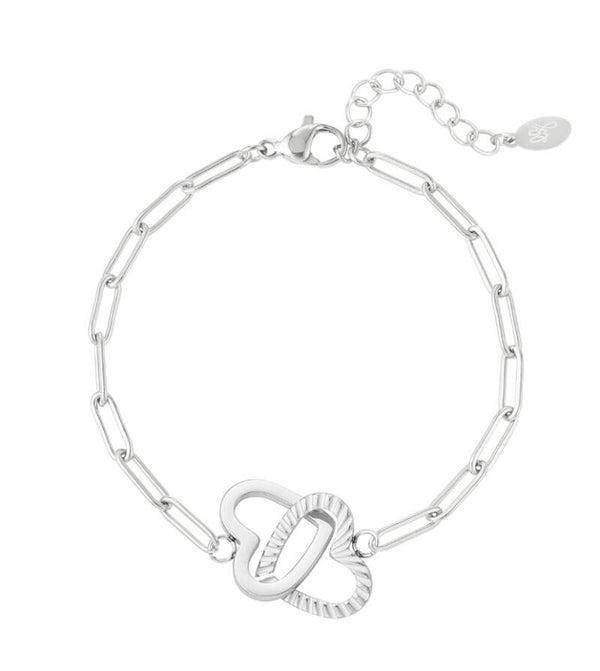 Bracelet Linked Hearts Silver